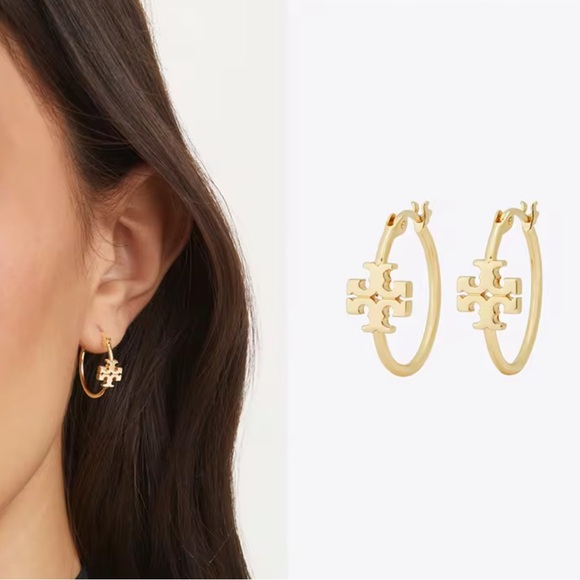 Tory Burch Jewelry - Tory Burch Gold Hoop Earrings with Bead Detail